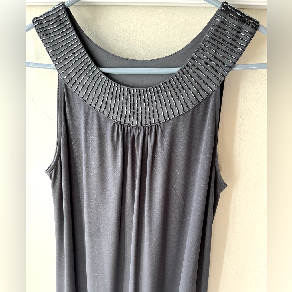 Short Express Dress With Beaded Neckline